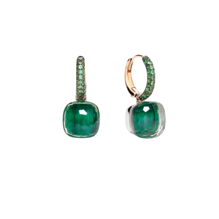 Pomellato Jewelry - Nudo Classic 18K Rose Gold Prasiolites Malachite & Tsavorites Earrings | Manfredi Jewels