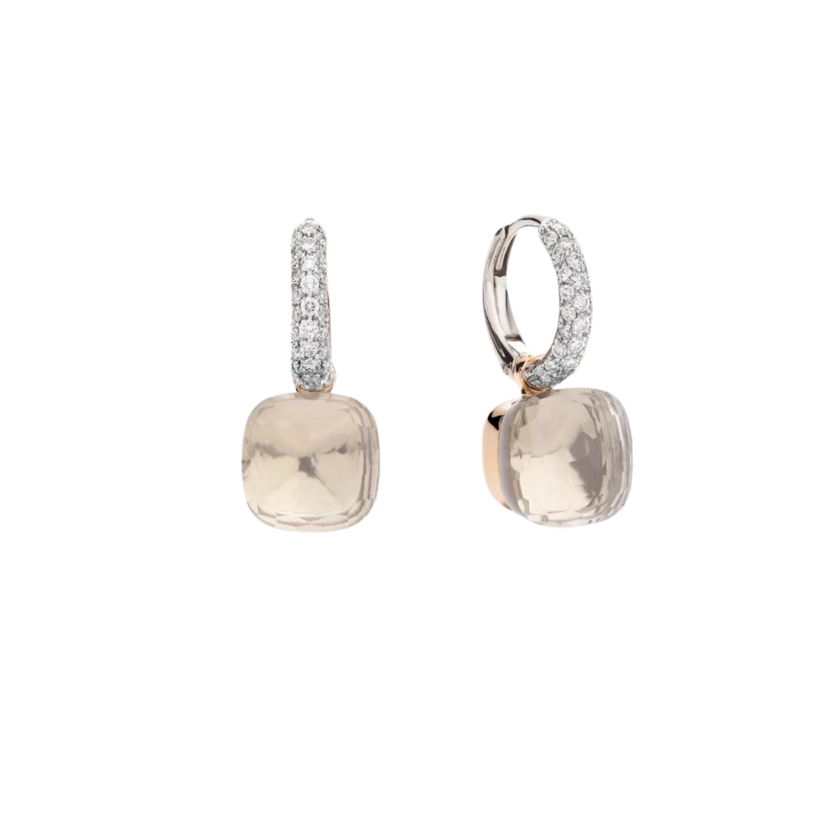 Pomellato Jewelry - Nudo 18K Rose Gold White Topaz & Diamond Pavé Classic Earrings | Manfredi Jewels
