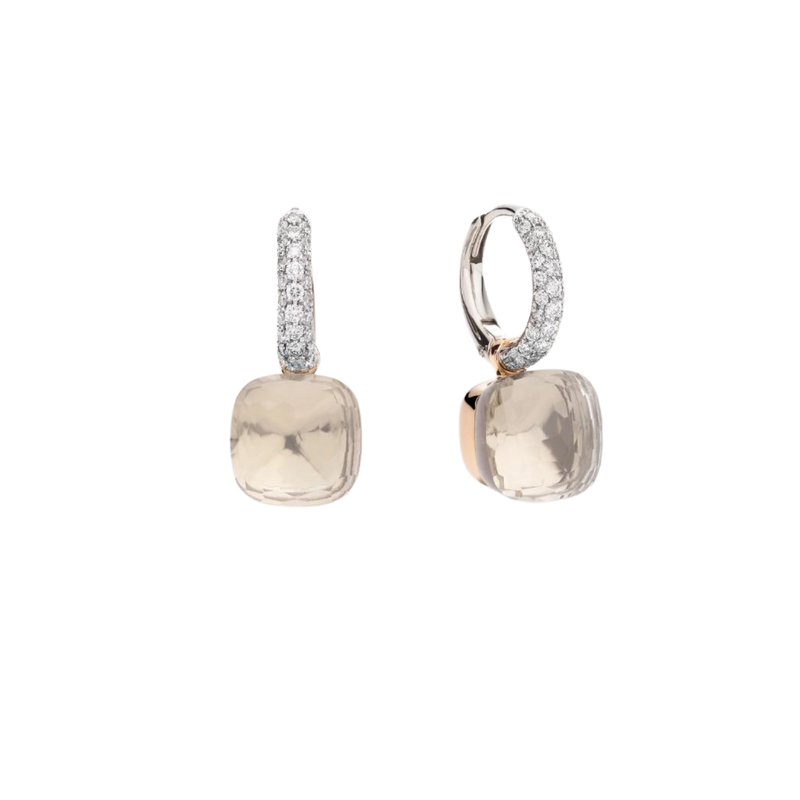 Nudo 18K Rose Gold White Topaz & Diamond Pavé Classic Earrings