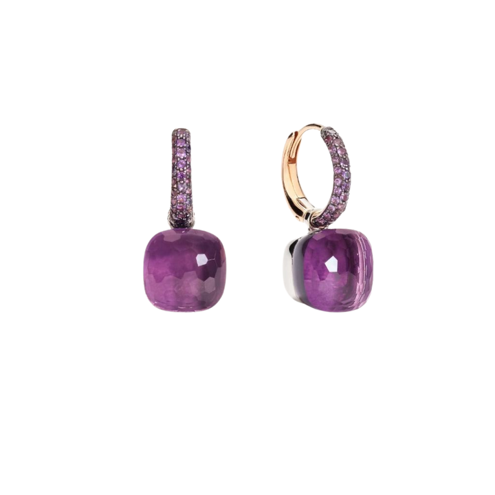 Pomellato Jewelry - Nudo Classic 18K Rose Gold Jade & Amethyst Earrings | Manfredi Jewels