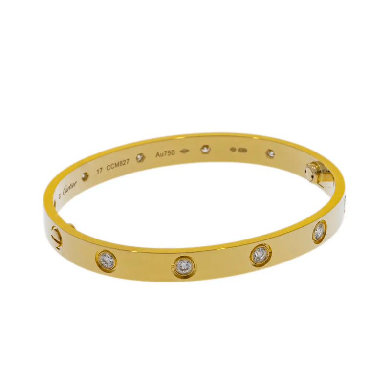 Cartier Love YG Bracelet with 10 Diamonds