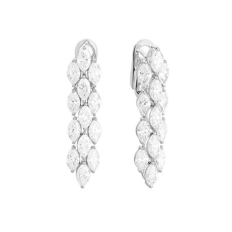 Facet Barcelona Jewelry - Red Carpet 18K White Gold Marquise Cut 4.95 ct Diamond Drop Earrings | Manfredi Jewels