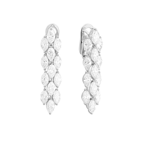 Red Carpet 18K White Gold Marquise Cut 4.95 ct Diamond Drop Earrings