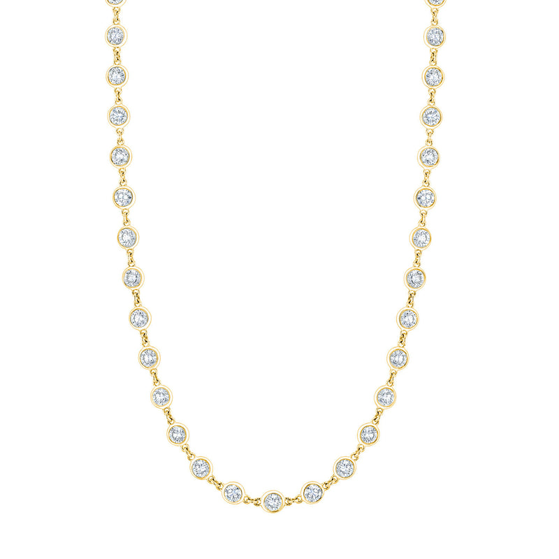 18K Yellow Gold Diamond-By-the-Yard Bezel Set Necklace