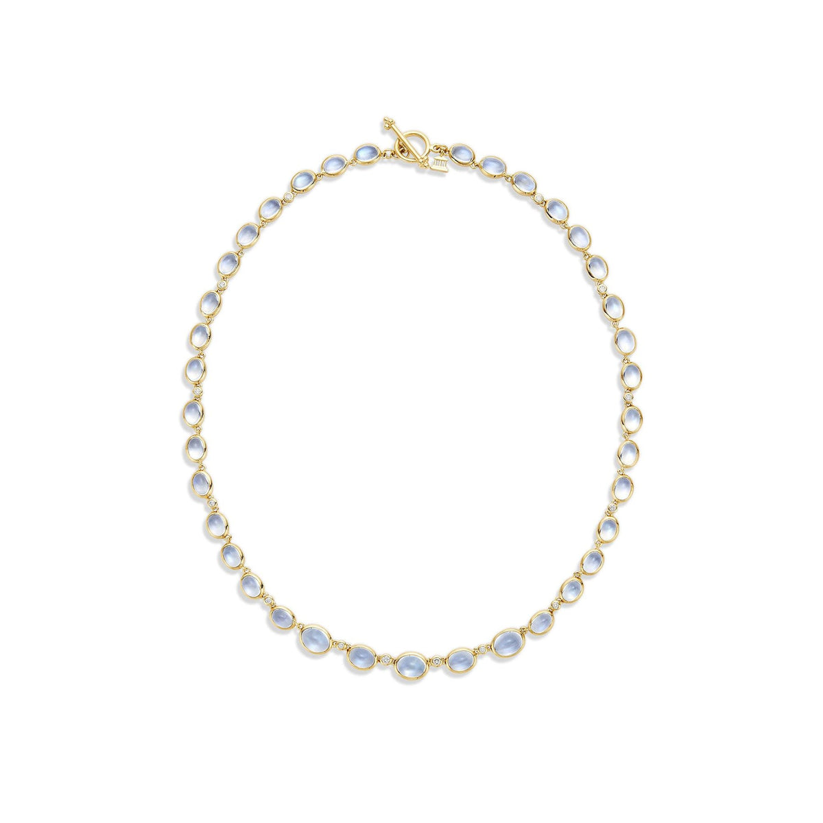 Temple St Clair Jewelry - Eternity 18K Yellow Gold Blue Moonstone & Diamond Necklace | Manfredi Jewels