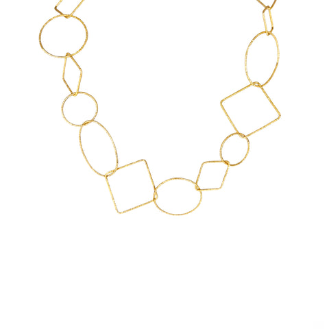 18K Yellow Gold Geometric Multi-Link Necklace