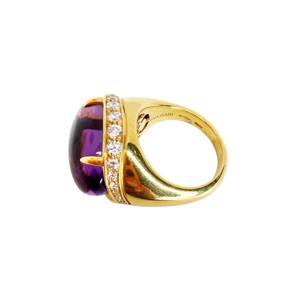 Bvlgari Sassi Amethyst Ring in 18K Yellow Gold