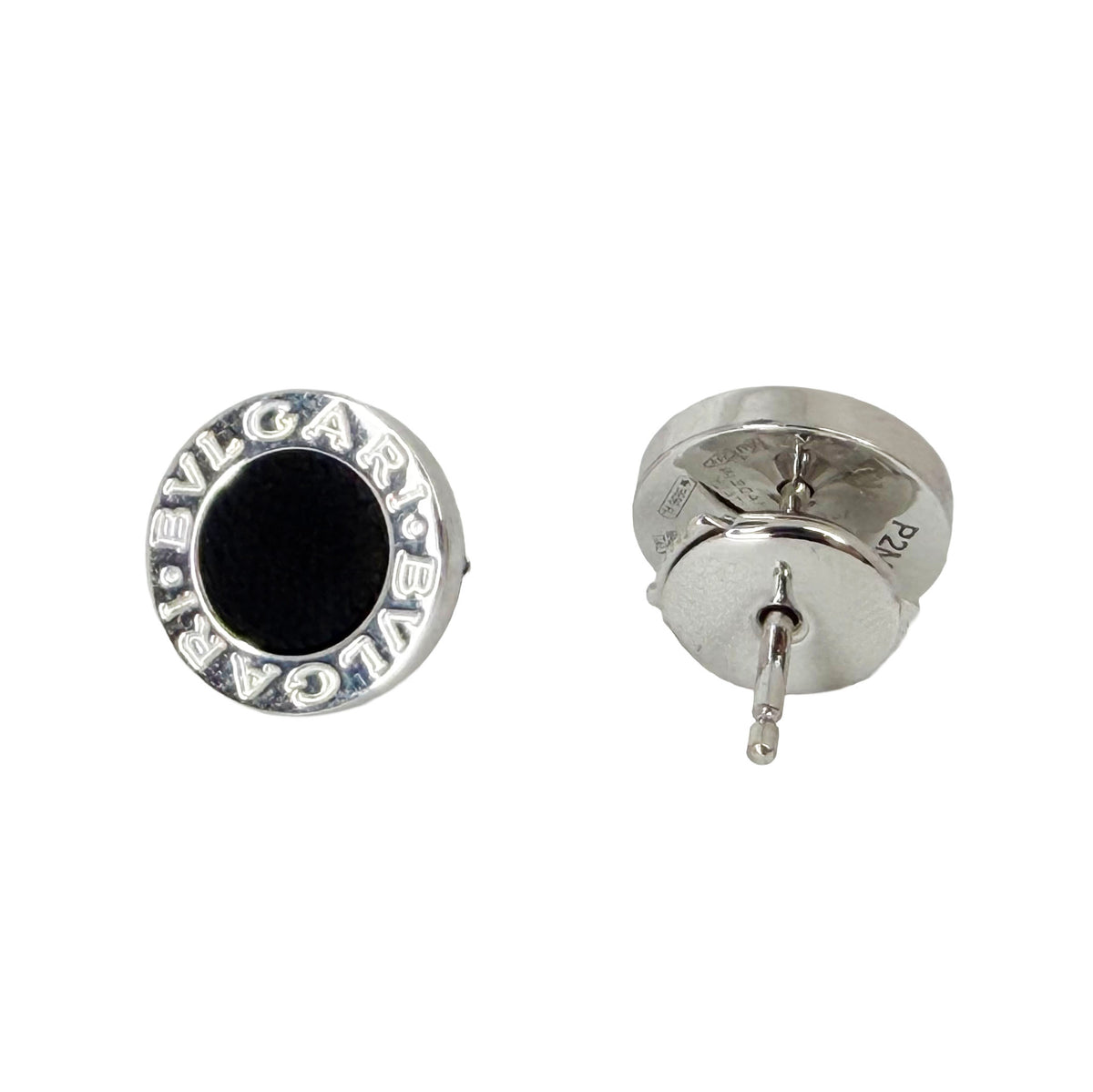Bvlgari Black Onyx Stud Earrings in 18K White Gold