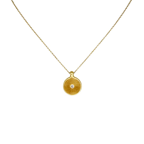 Diamond Charm Necklace on 16" Cable Chain in 14K Gold