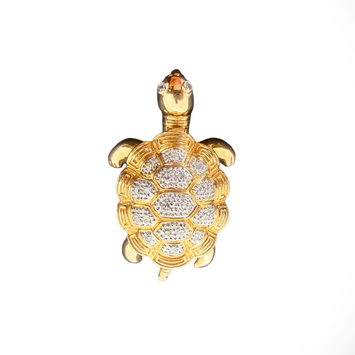 Diamond Pavé Turtle Pin/Charm in 14K Yellow Gold