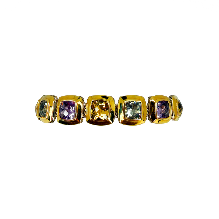 David Yurman Multicolor Semi-Precious Bracelet in Sterling Silver and 18K Yellow Gold