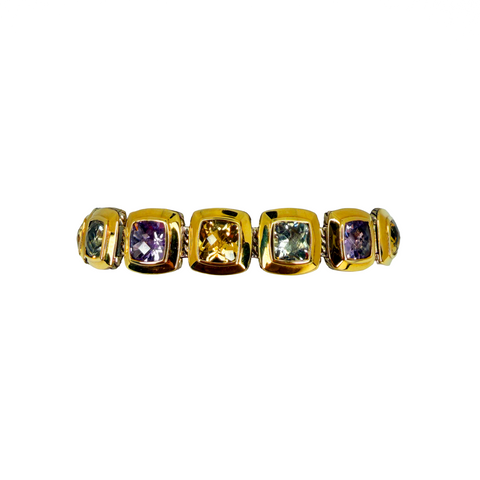 David Yurman Multicolor Semi-Precious Bracelet in Sterling Silver and 18K Yellow Gold