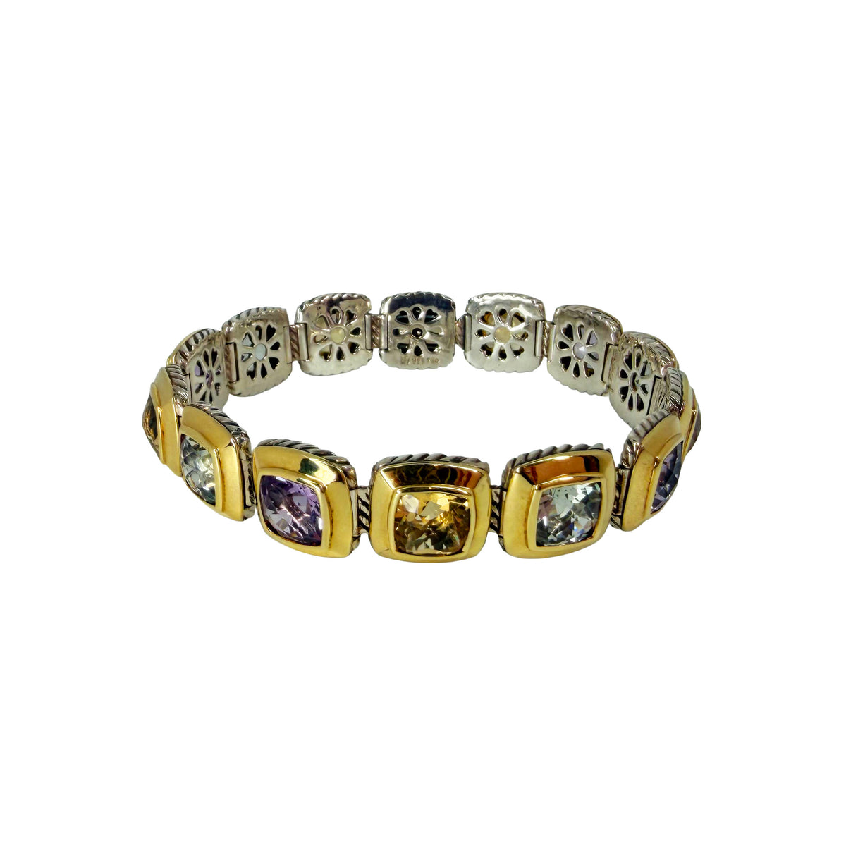 David Yurman Multicolor Semi-Precious Bracelet in Sterling Silver and 18K Yellow Gold