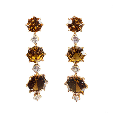 Doves by Doron Paloma Smoky Quartz Drop Earrings in 18K Yellow Gold