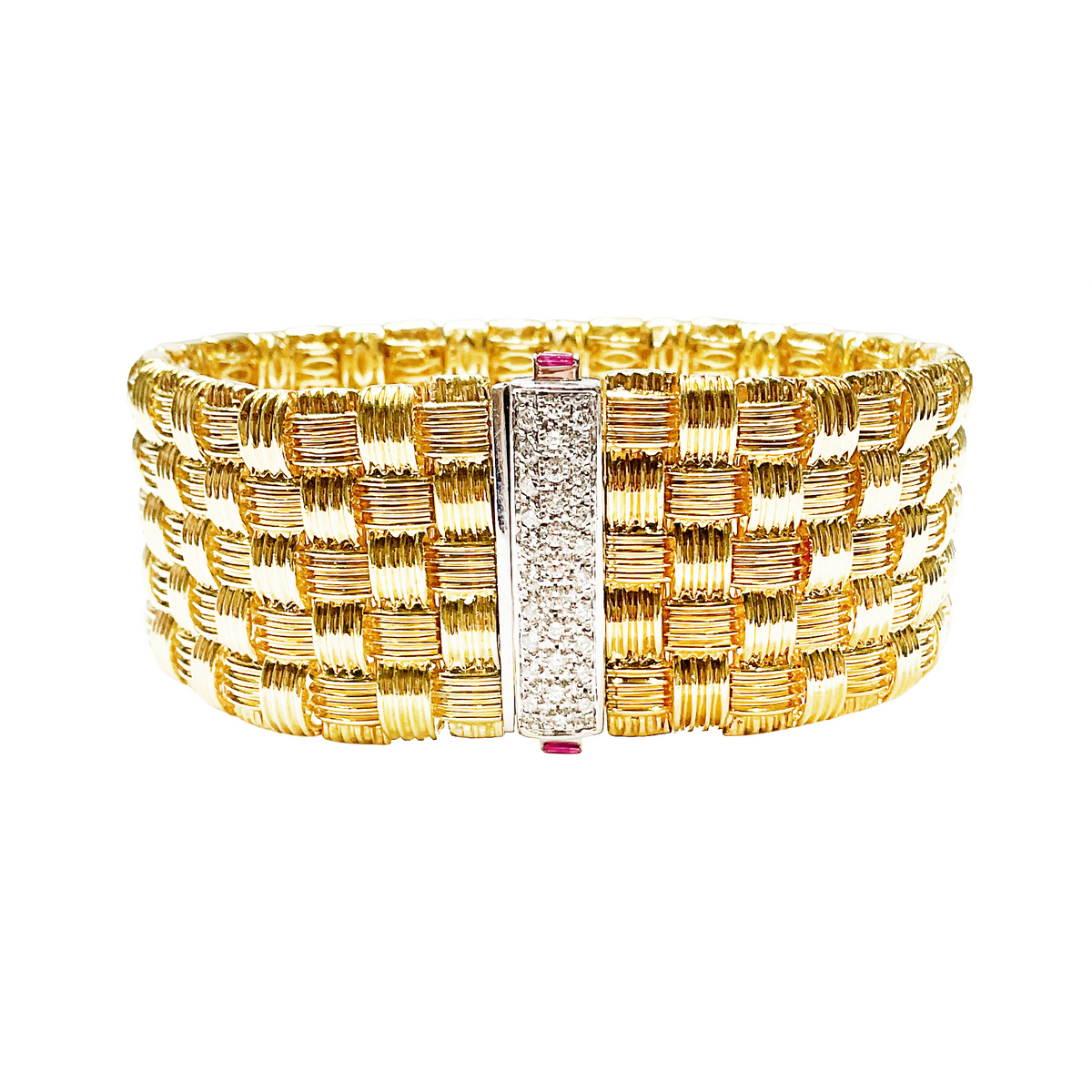 Pre-Owned Roberto Coin Appassionata 18K Yellow & White Gold Five-Row Diamond Bracelet