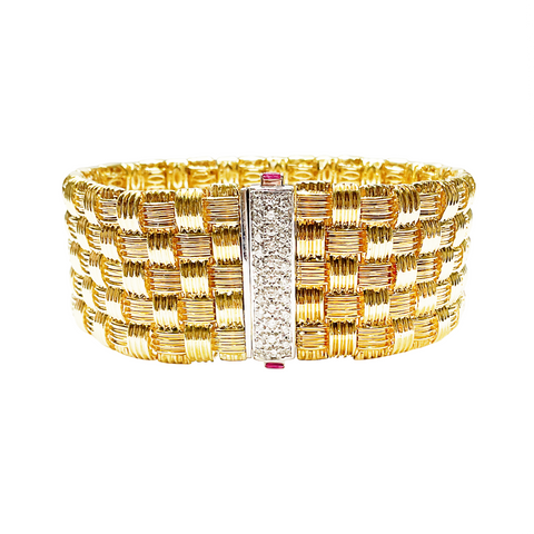 Roberto Coin Appassionata 18K Yellow & White Gold Five-Row Diamond Bracelet