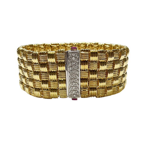 Roberto Coin Appassionata 18K Yellow & White Gold Five-Row Diamond Bracelet