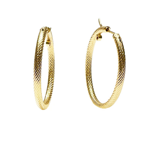 Roberto Coin Yellow 18K Gold Textured Hoop Earrings
