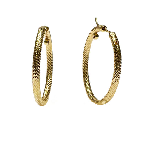 Roberto Coin Yellow 18K Gold Textured Hoop Earrings