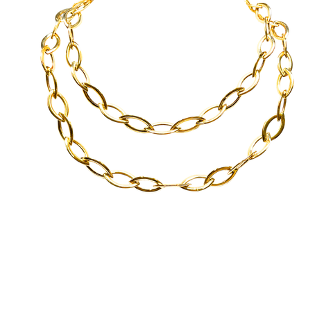 14K Yellow Gold Marquise Link Necklace