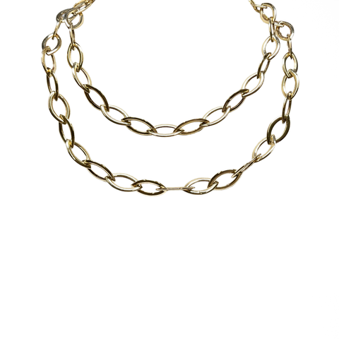 14K Yellow Gold Marquise Link Necklace