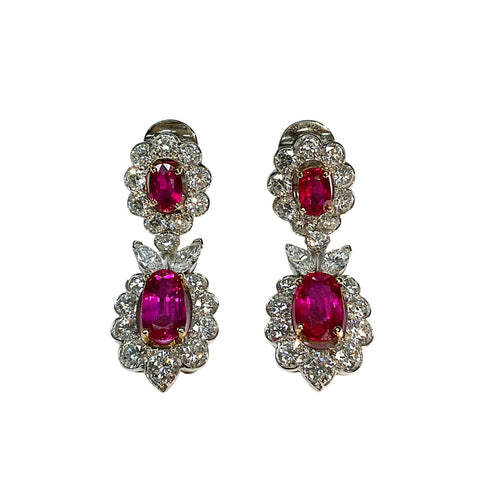 Van Cleef & Arpels 18K Two-Tone Diamond and Ruby Earrings