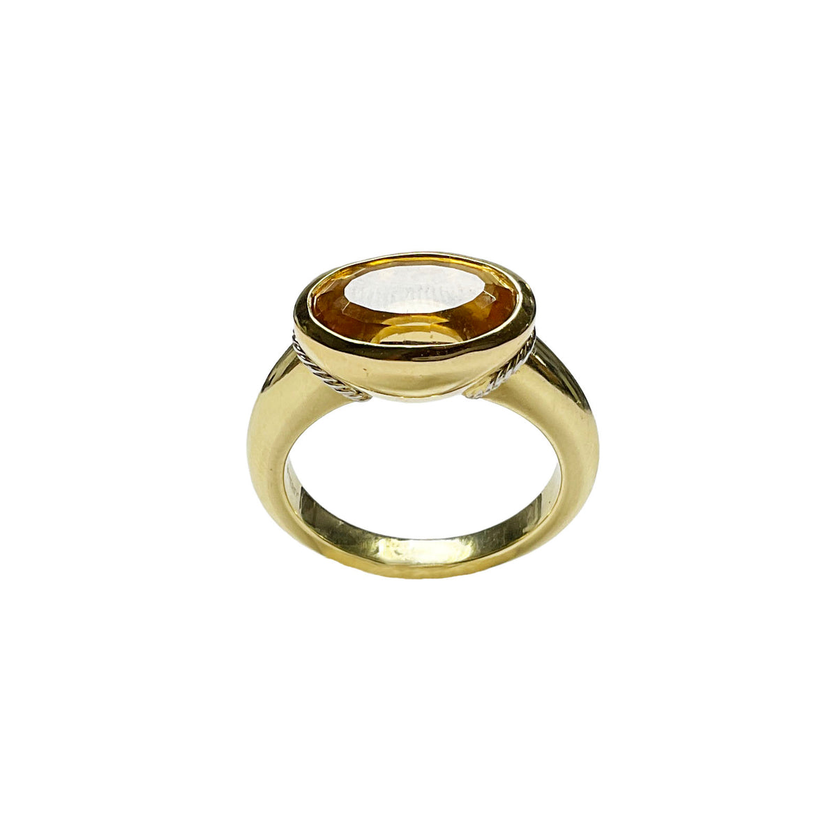 18K Yellow Gold Bezel-Set Oval Citrine Ring