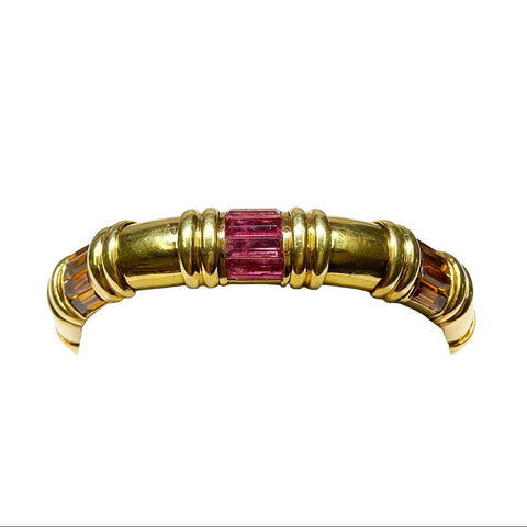 18K Yellow Gold Pink Tourmaline and Citrine Bracelet
