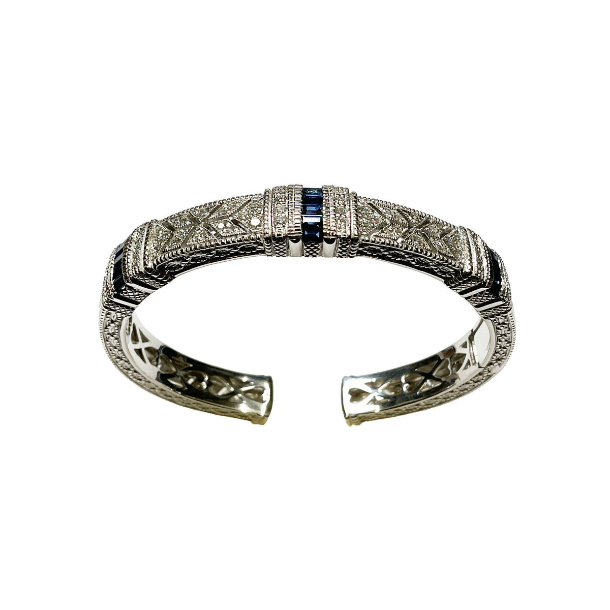 18K White Gold Art Deco Sapphire Bracelet