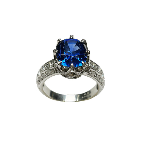 Fusaro Cushion Sapphire & Diamond Ring in Platinum
