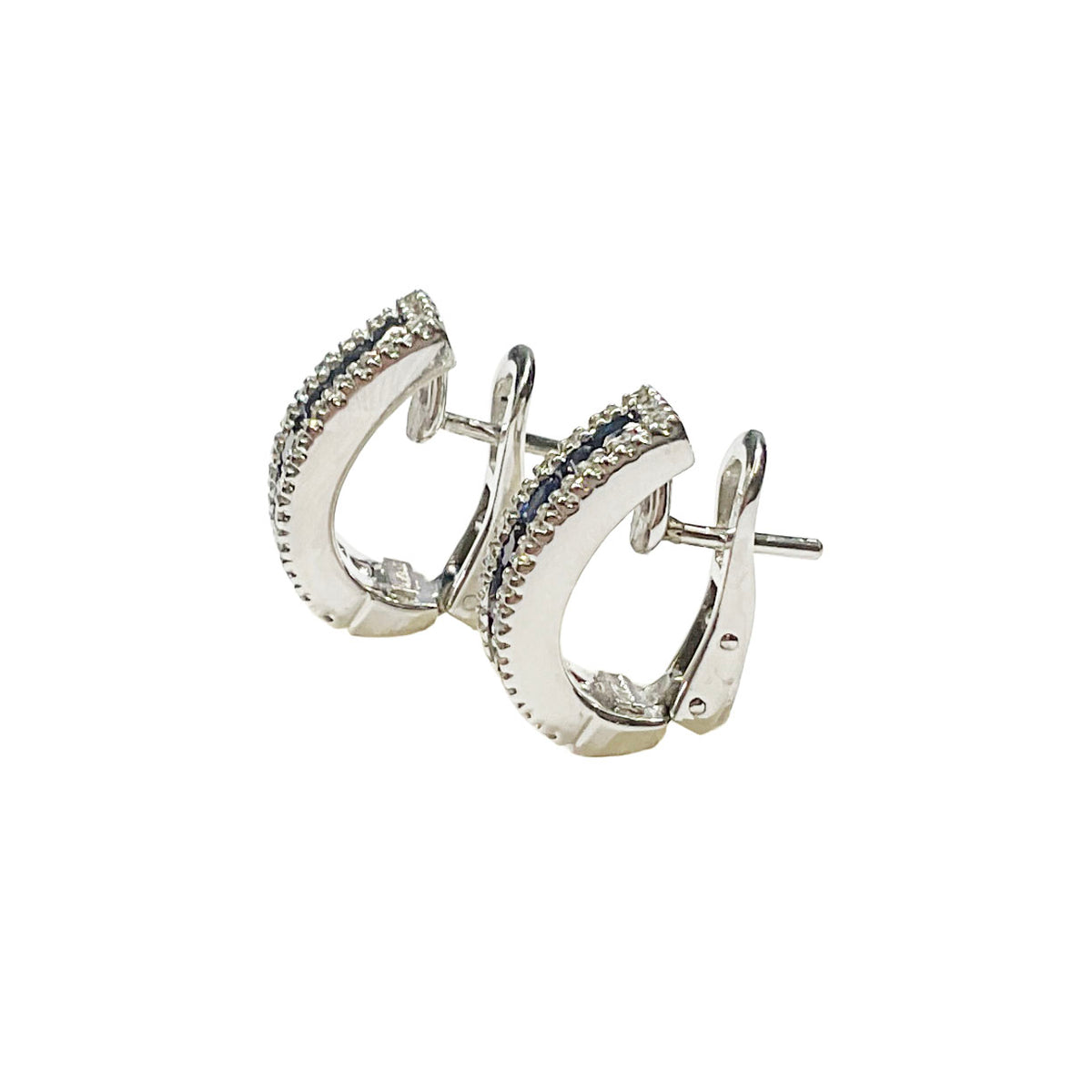 Damiani Sapphire Hoop Earrings in 18K White Gold