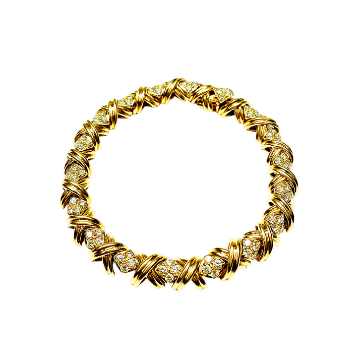 Signature X Diamond Bracelet in 18K Yellow Gold