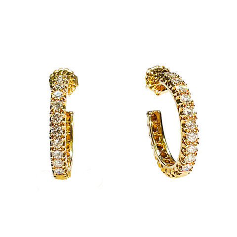 Diamond Hoop Earrings in 14K Yellow Gold