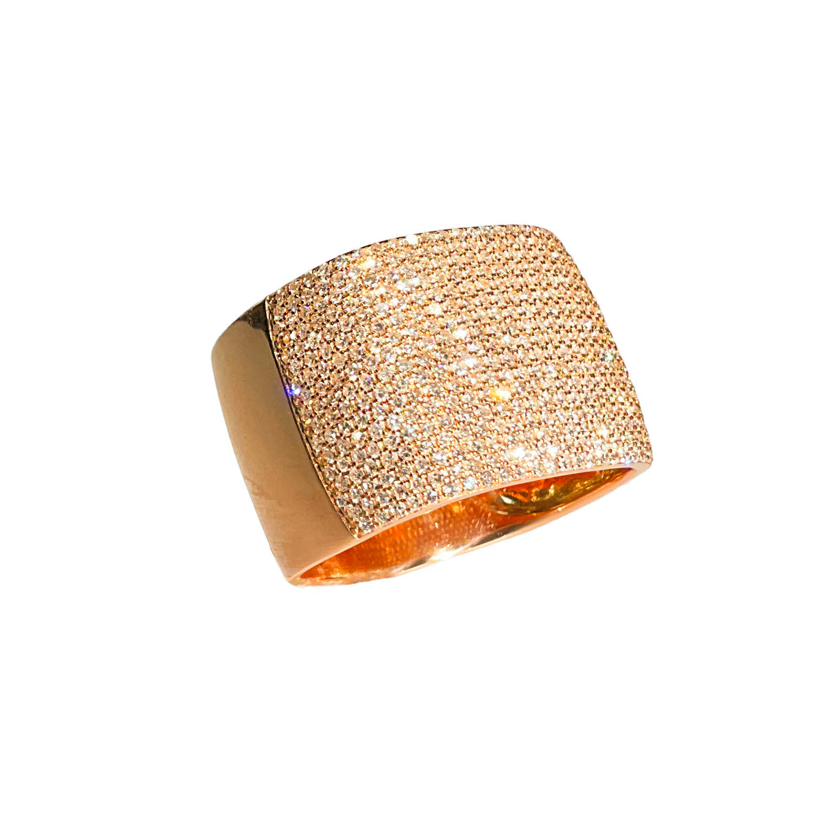 Flat Pavé Diamond Ring in Rose Gold