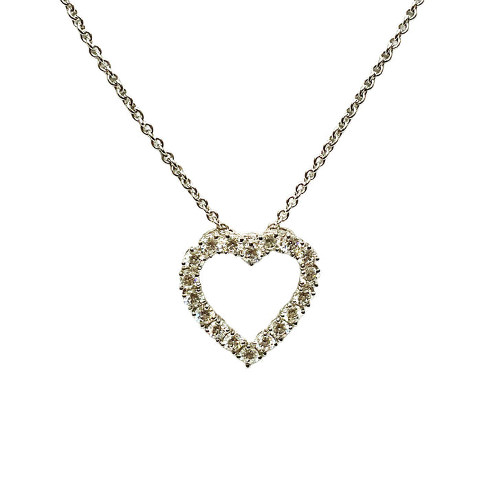 Diamond Heart Pin Necklace in 18K White Gold with Kwiat Chain