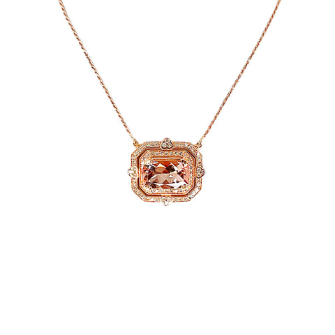 Morganite & Diamond Pendant in 14K Rose Gold