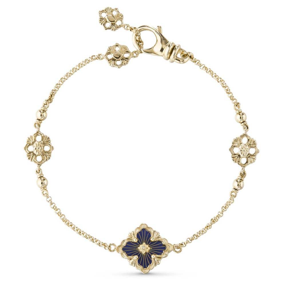 Buccellati Jewelry - Opera 18K Yellow Gold Tulle Blue Enamel Bracelet | Manfredi Jewels