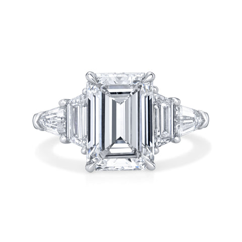 Emerald Cut 4.01ct Platinum Five Stone Diamond Engagement Ring