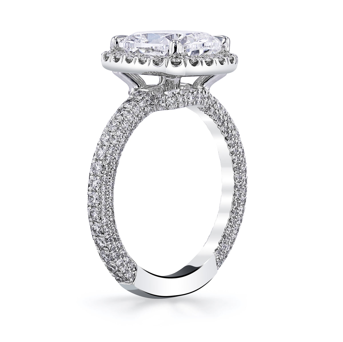 Manfredi Jewels Engagement - Cushion Cut 3.02ct Platinum Diamond Engagement Ring set in a Micro Pave Halo & Band | Manfredi Jewels