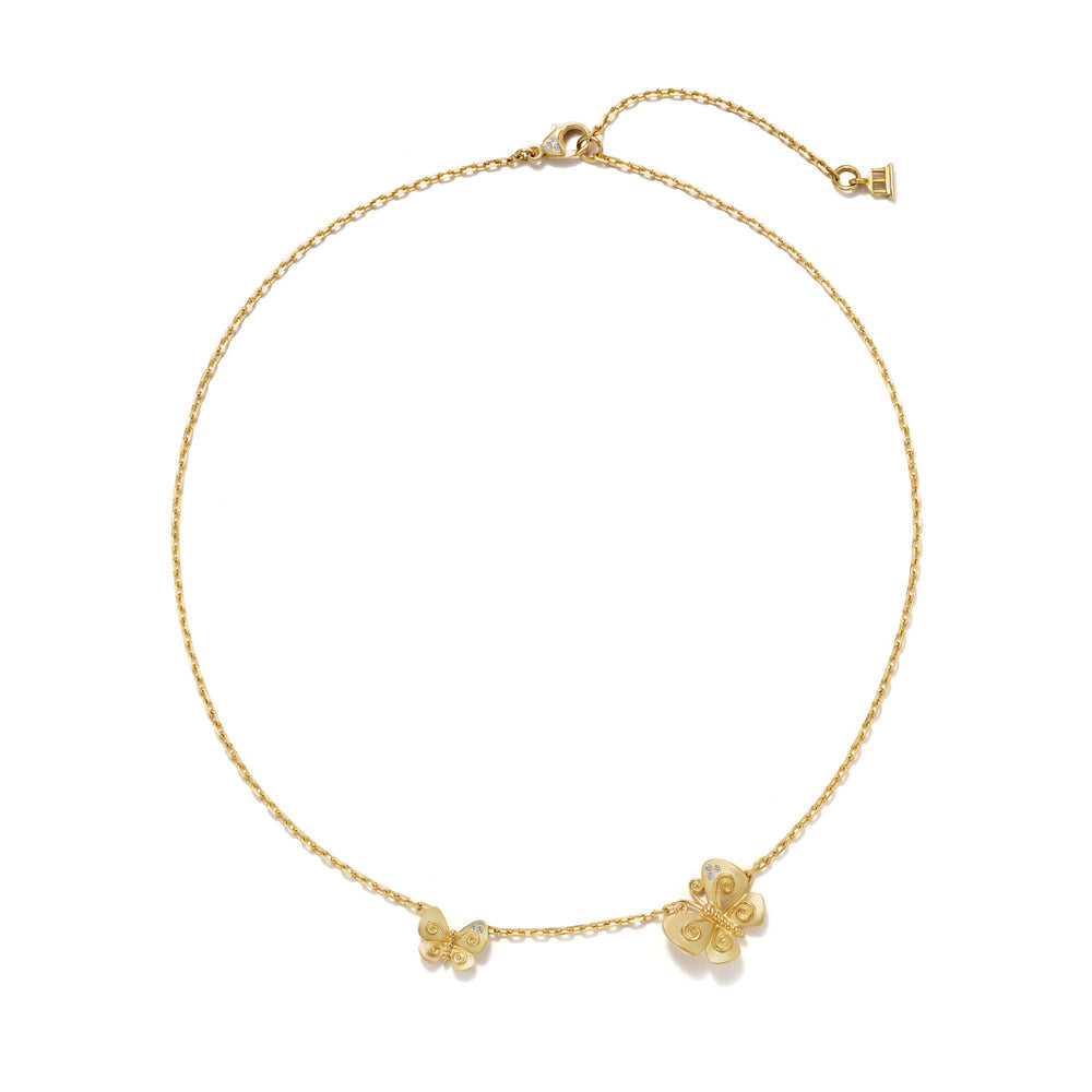 Temple St Clair Jewelry - Golden 18K Yellow Gold Butterfly Diamond Touch Necklace | Manfredi Jewels