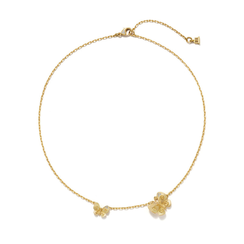 Temple St Clair Jewelry - Golden 18K Yellow Gold Butterfly Diamond Touch Necklace | Manfredi Jewels