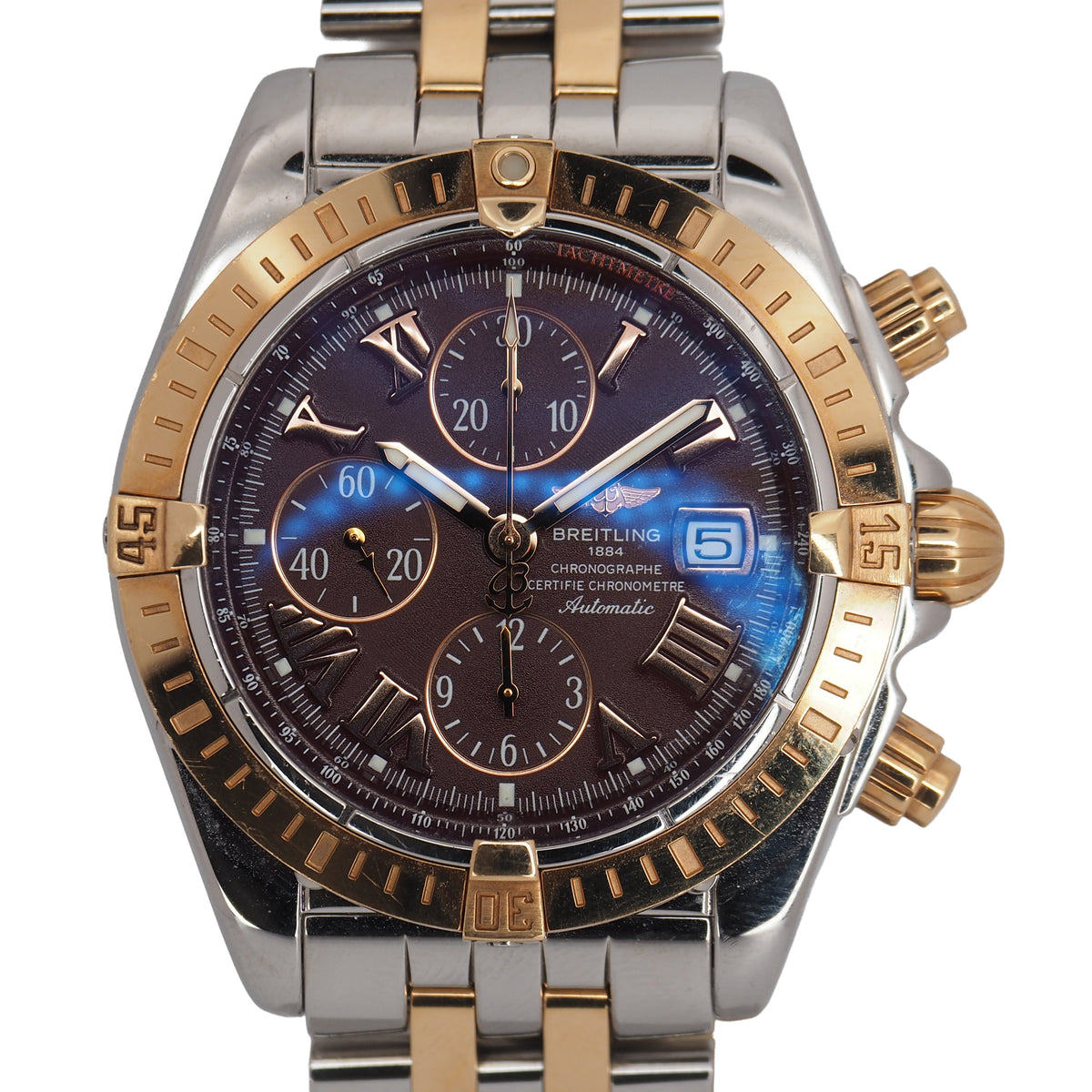 Pre-Owned Breitling Pre-Owned Watches - Chronomat Evolution Two Tone Burgundy dial | Manfredi Jewels