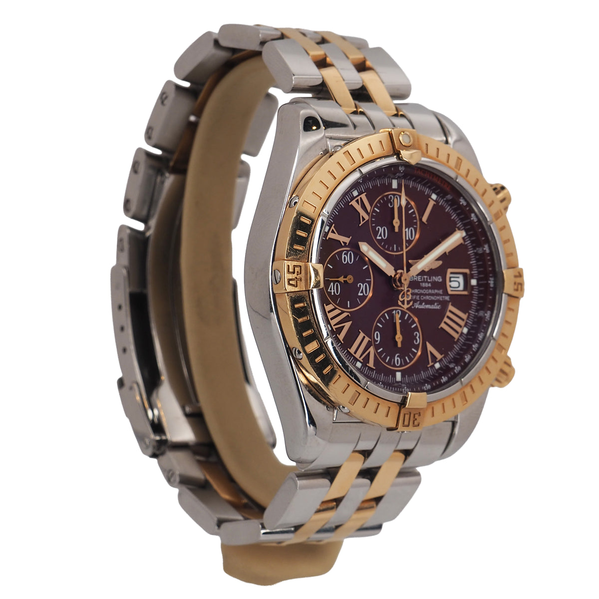 Pre-Owned Breitling Pre-Owned Watches - Chronomat Evolution Two Tone Burgundy dial | Manfredi Jewels