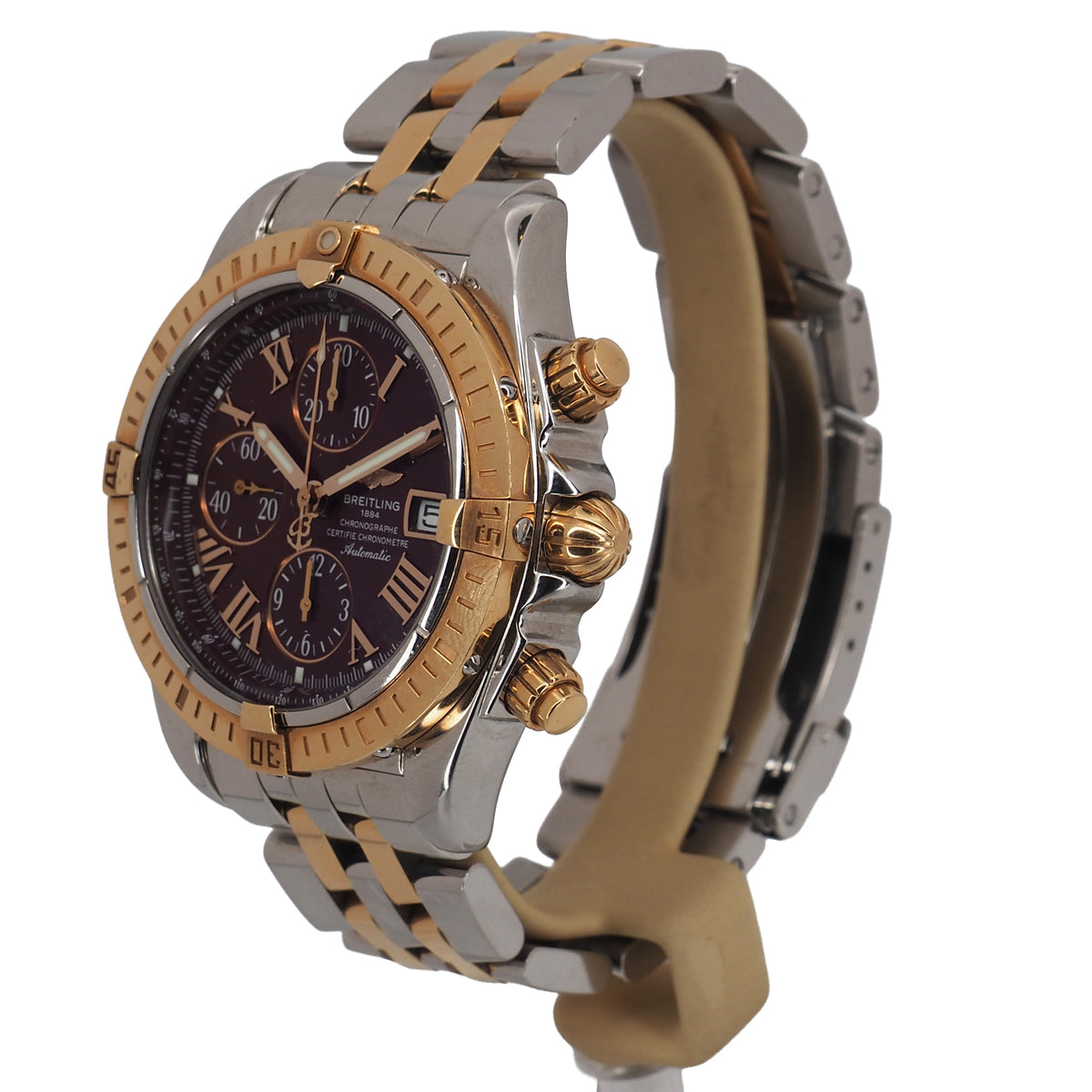 Pre-Owned Breitling Pre-Owned Watches - Chronomat Evolution Two Tone Burgundy dial | Manfredi Jewels