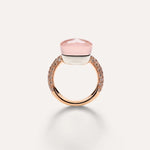 Nudo 18K Rose Gold Rose Quartz with Brown Diamond Pavé Maxi Ring