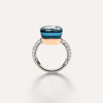 Nudo 18K White Gold Blue London Topaz with Diamond Pavé Maxi Ring