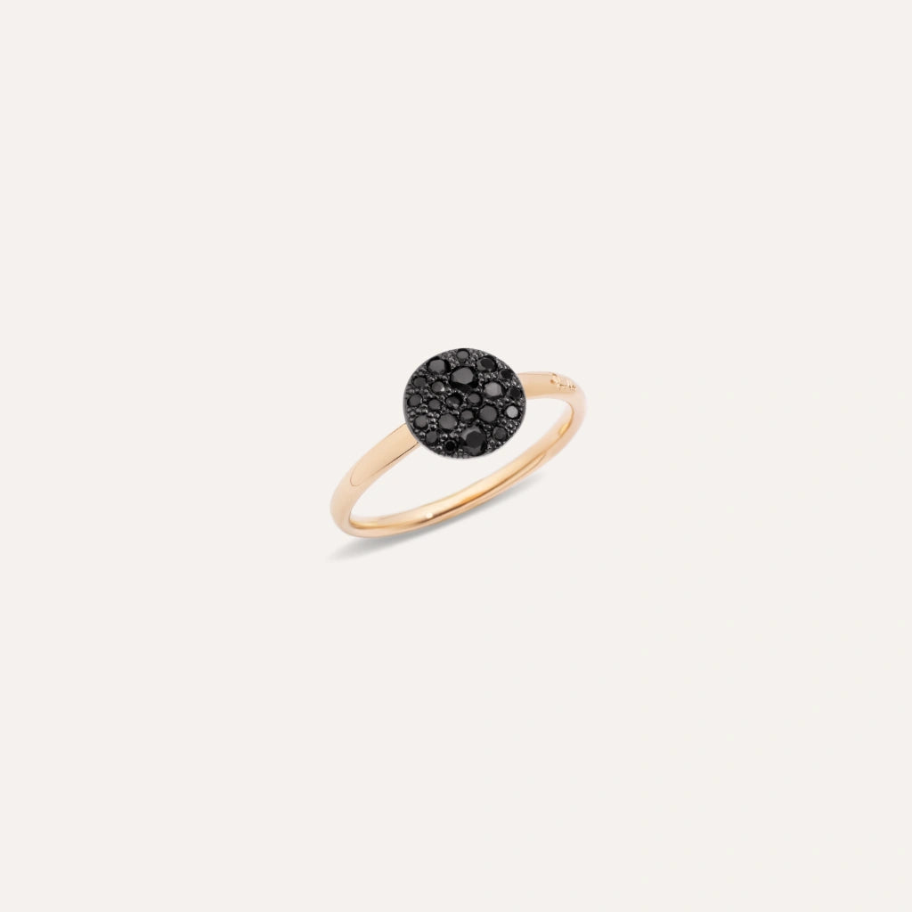 Pomellato Jewelry - Sabbia 18K Rose Gold Black Diamond Pavé Ring | Manfredi Jewels