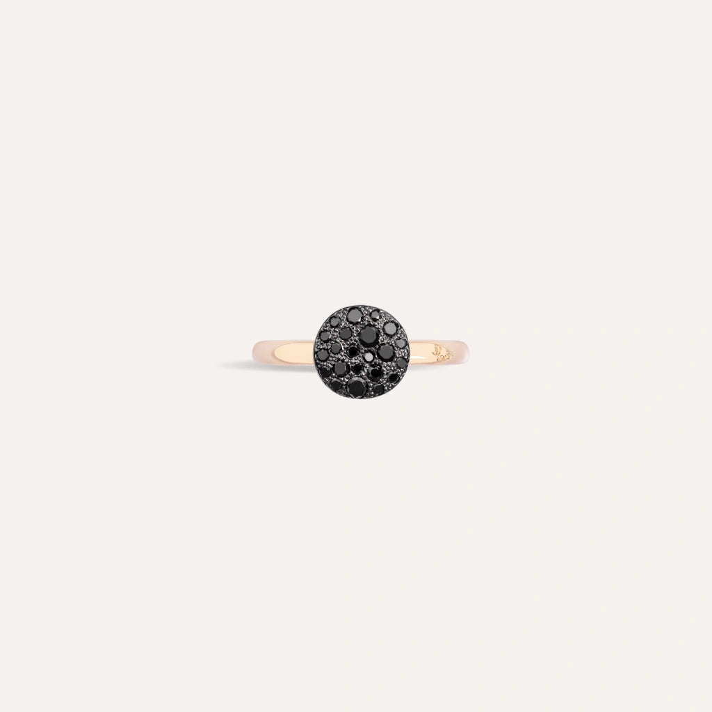 Pomellato Jewelry - Sabbia 18K Rose Gold Black Diamond Pavé Ring | Manfredi Jewels