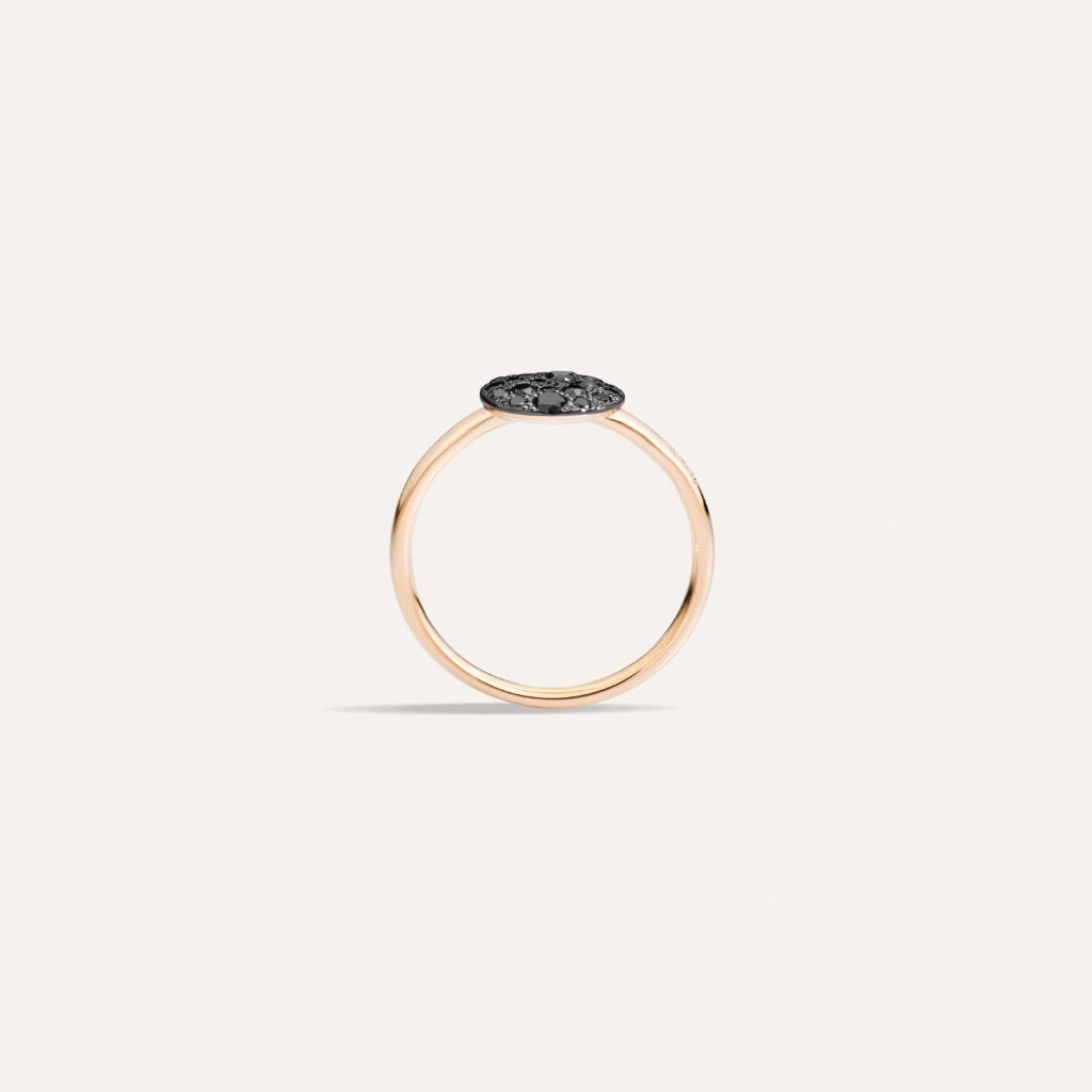 Pomellato Jewelry - Sabbia 18K Rose Gold Black Diamond Pavé Ring | Manfredi Jewels