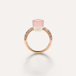 Nudo 18K Rose Gold Rose Quartz and Chalcedony with a Brown Diamond Pavé Petit Ring